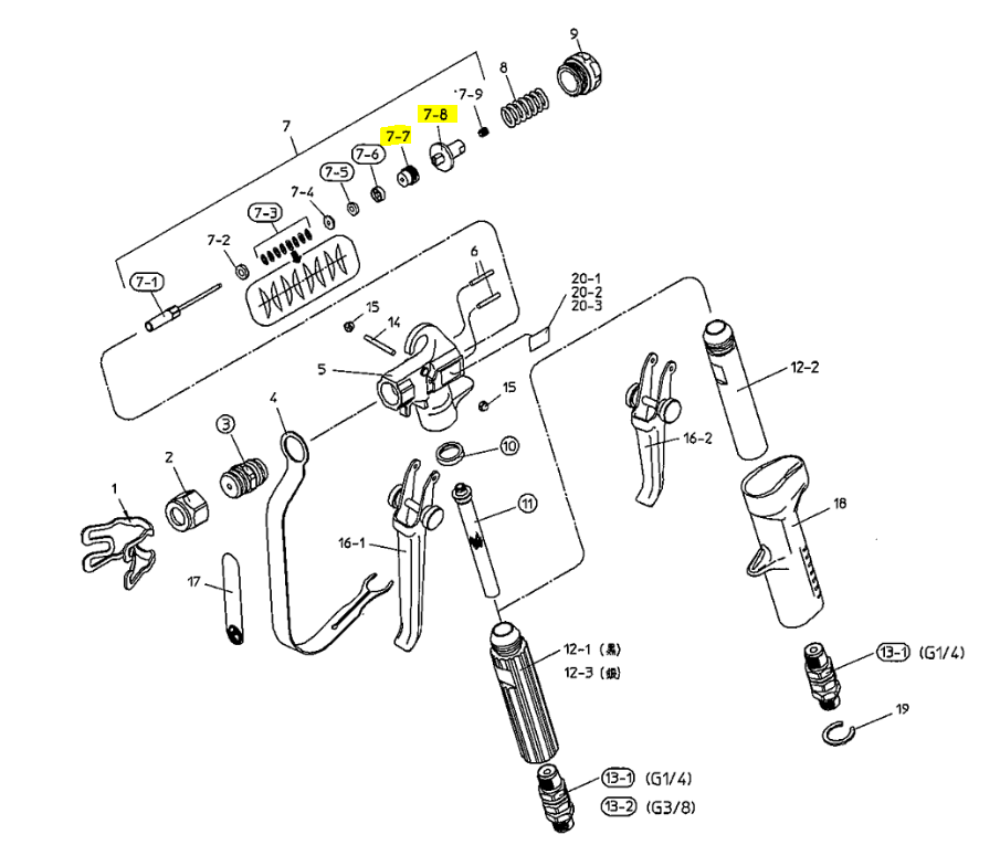 N3R 取り置き ALG-7エアレスガンのニードルベンパッキン押し取付方法について